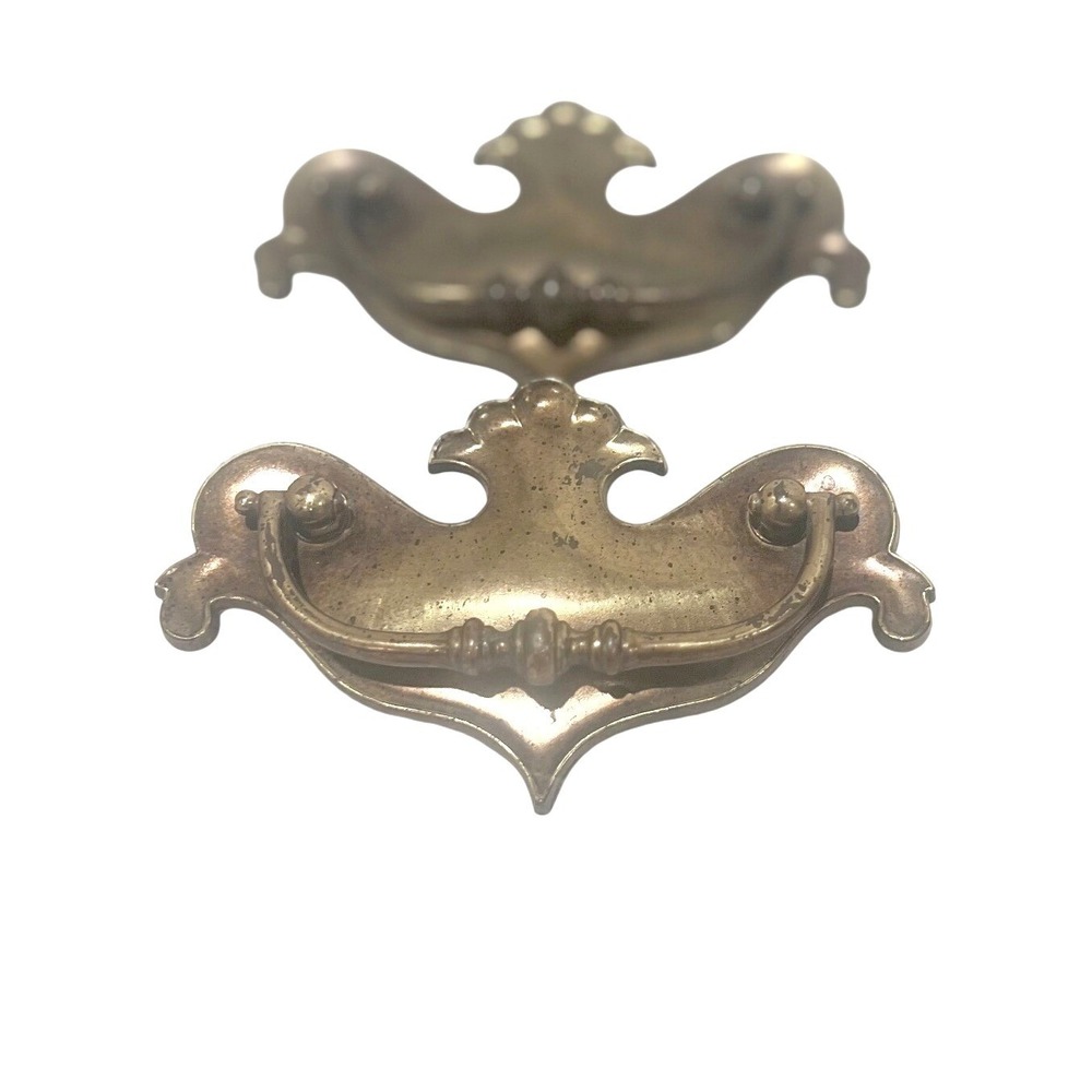 Ethan Allen Drawer Pulls Brass Batwing Drop Handle Replacements Set of 2 K.B.Co.